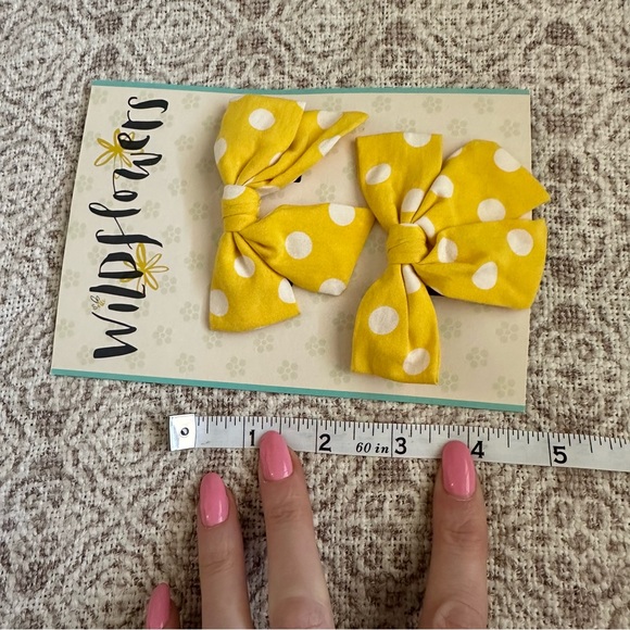 Wildflowers Yellow Polka Dot Hair Bows - Picture 2 of 4